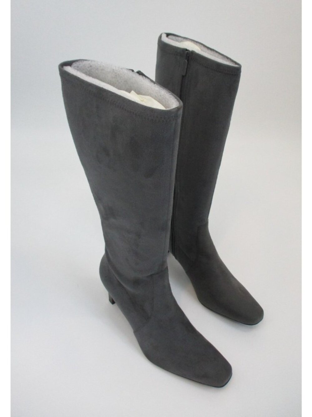 Talbots Knee High Boots Womens 10 1/2 M Gray Dawson 2 Zip 2 1/2in Heel